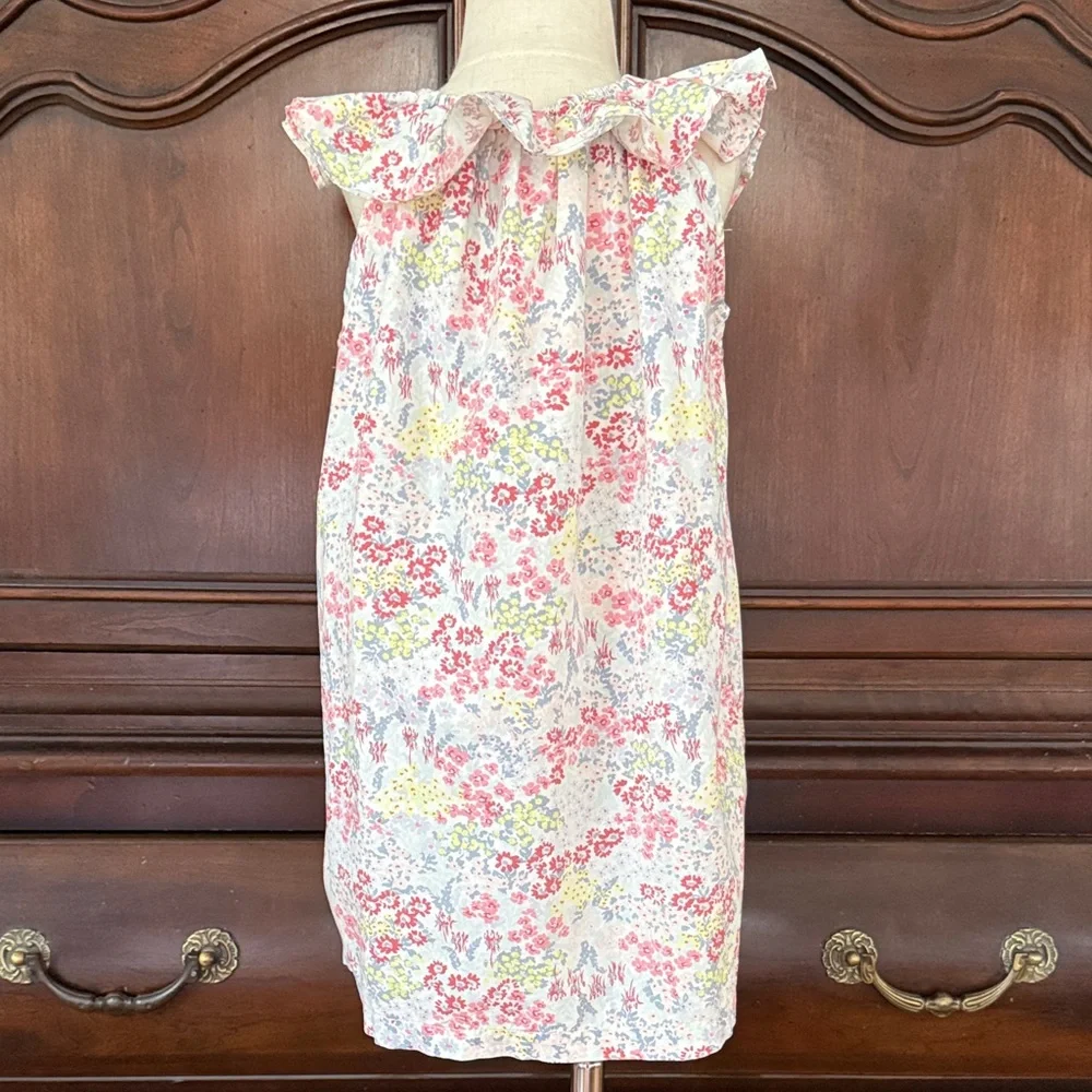 Tea Collection Girls Size 4 Floral Cotton Ruffle Collar Dress Spring Summer